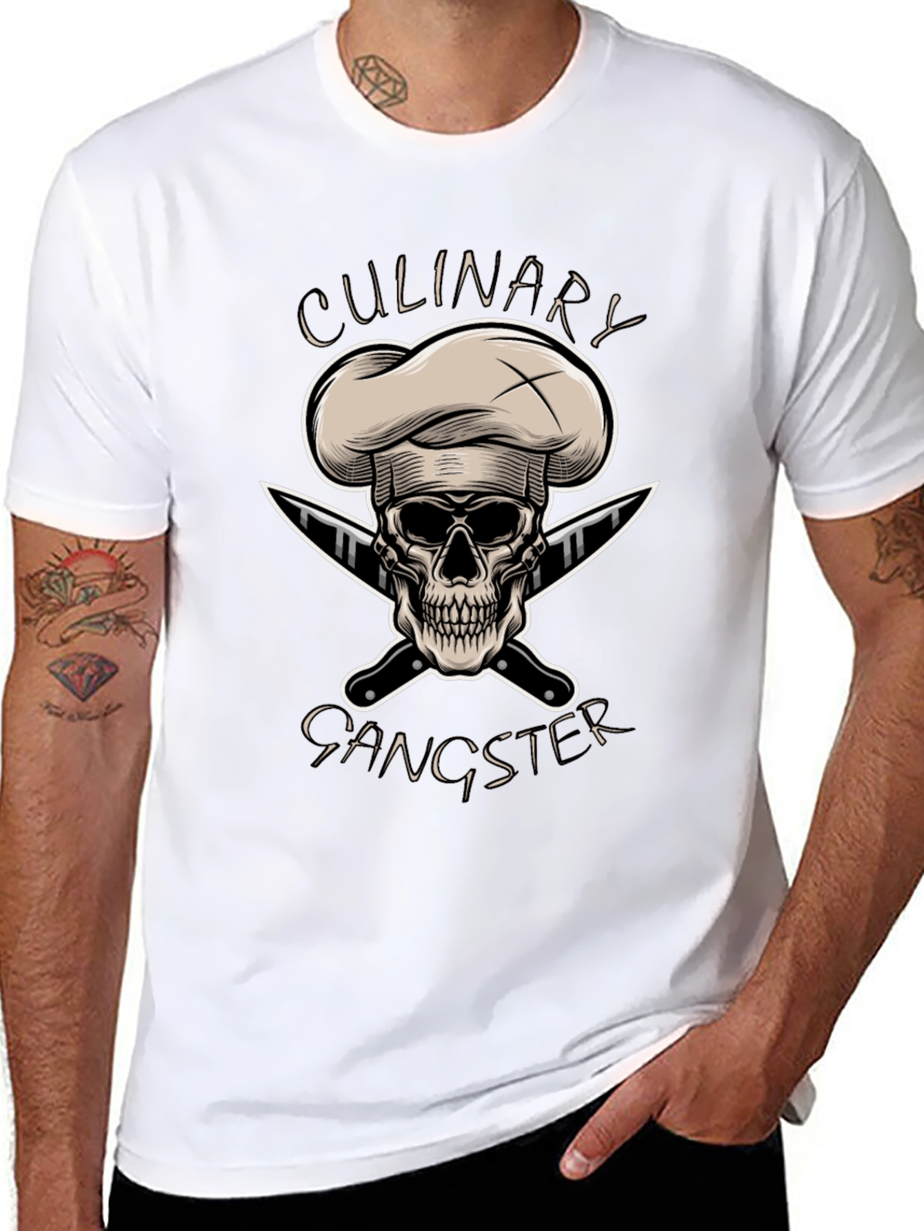 Culinary Gangster T-Shirt - Chef Skull Design
