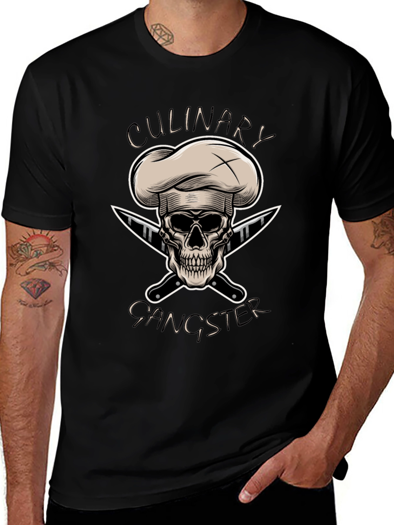 Culinary Gangster T-Shirt - Chef Skull Design