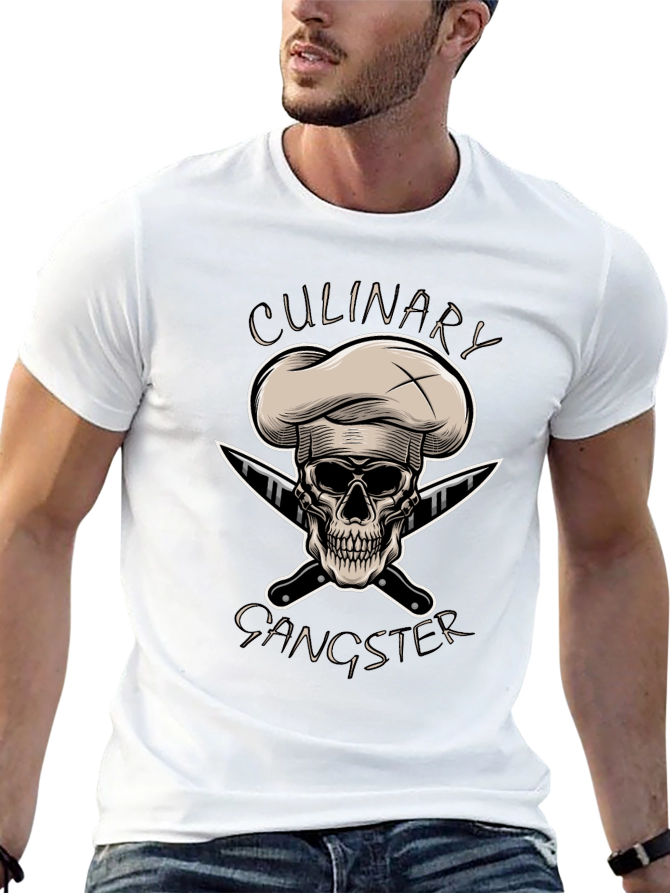 Culinary Gangster T-Shirt - Chef Skull Design