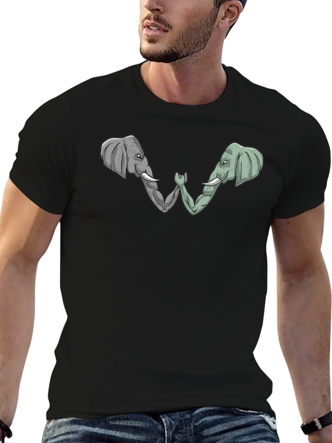 Elephant Arm Wrestling Graphic Tee