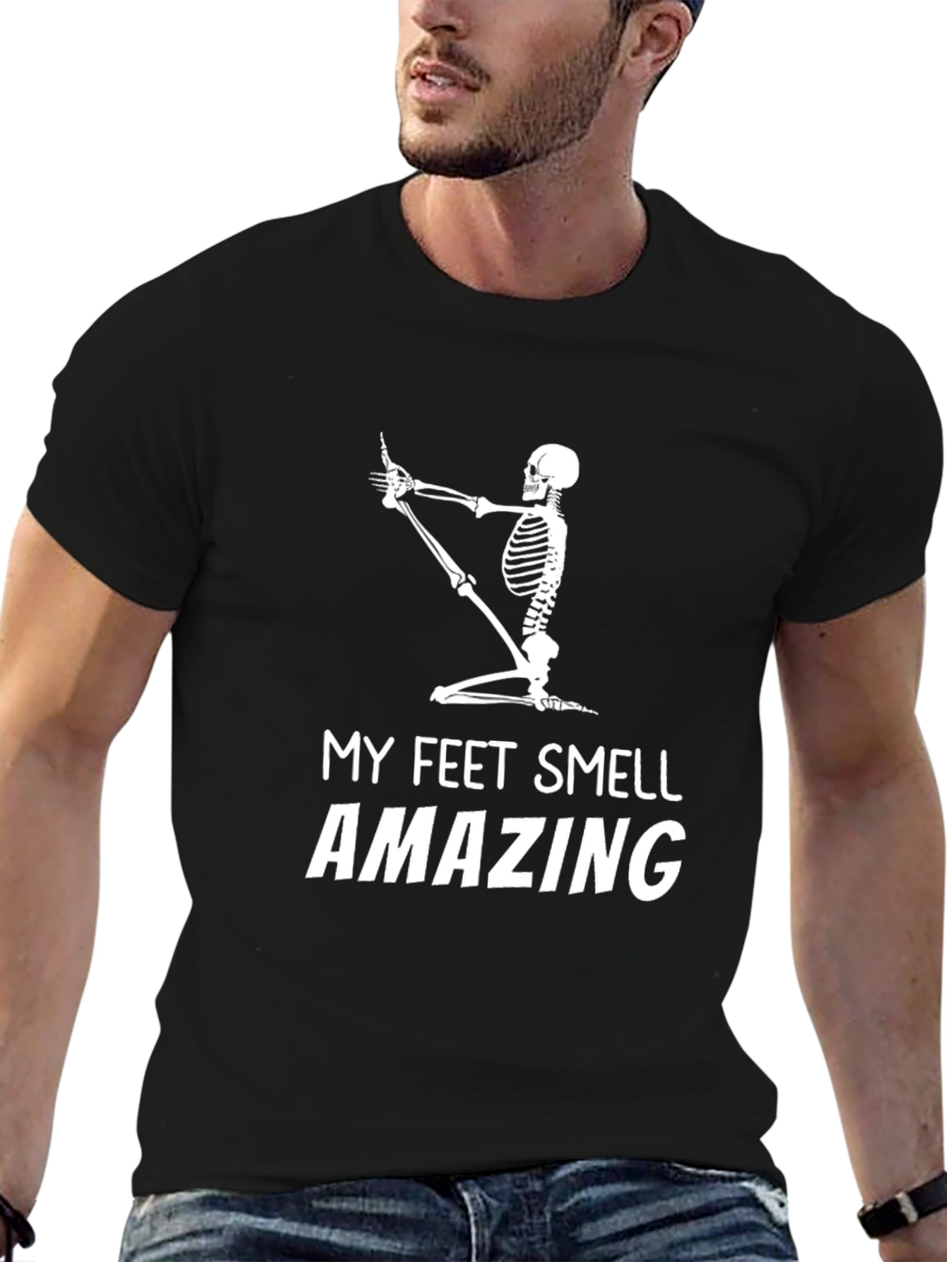 Funny Skeleton Yoga T-Shirt - My Feet Smell Amazing