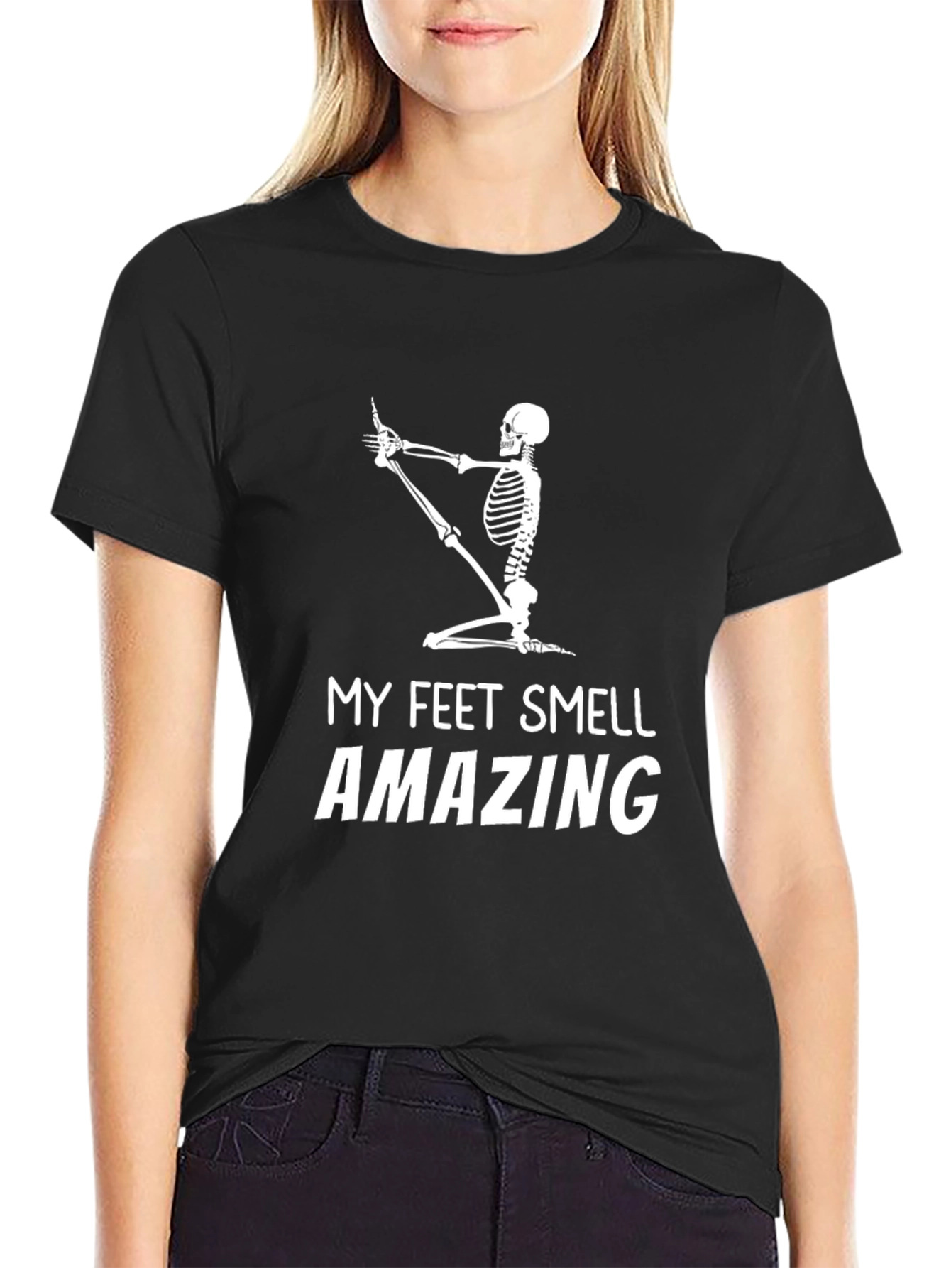 Funny Skeleton Yoga T-Shirt - My Feet Smell Amazing