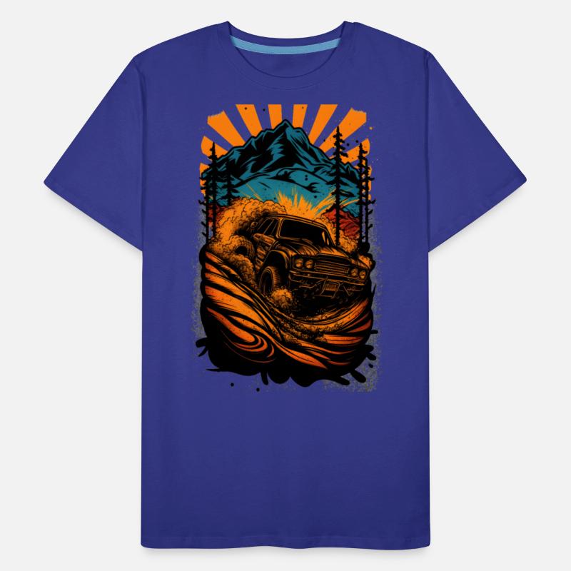 dirt racing car drawing with mountains