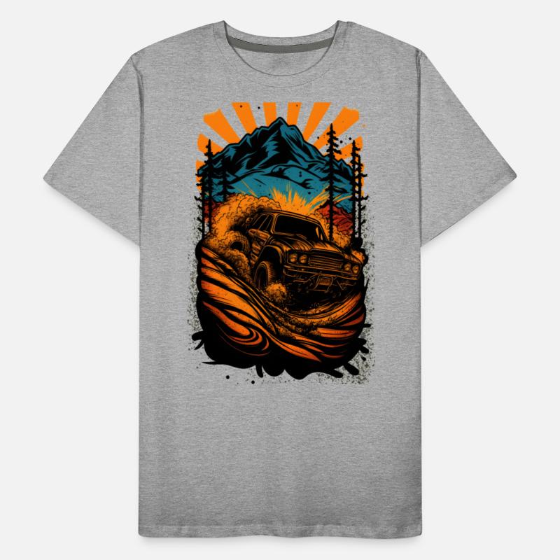 dirt racing car drawing with mountains