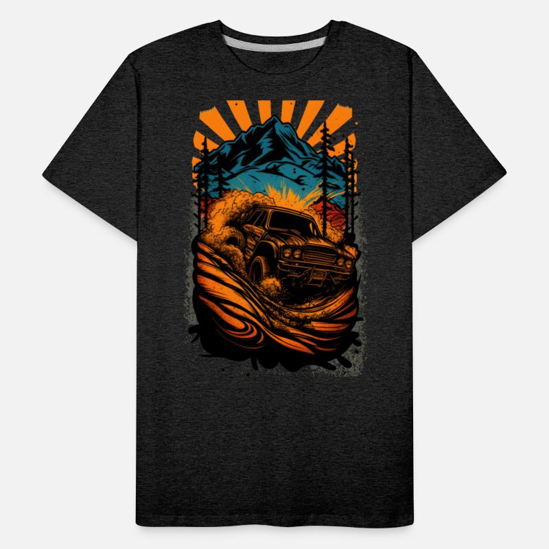 dirt racing car drawing with mountains