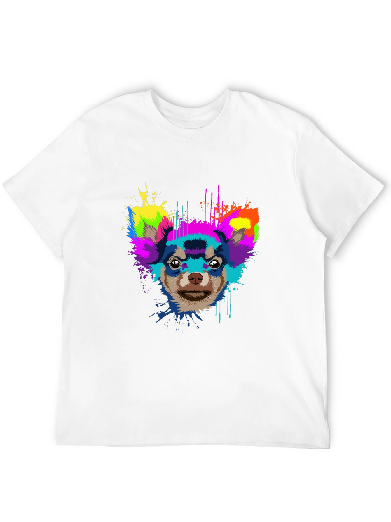 Vibrant Chihuahua Graphic Tee - Mens Black T-Shirt