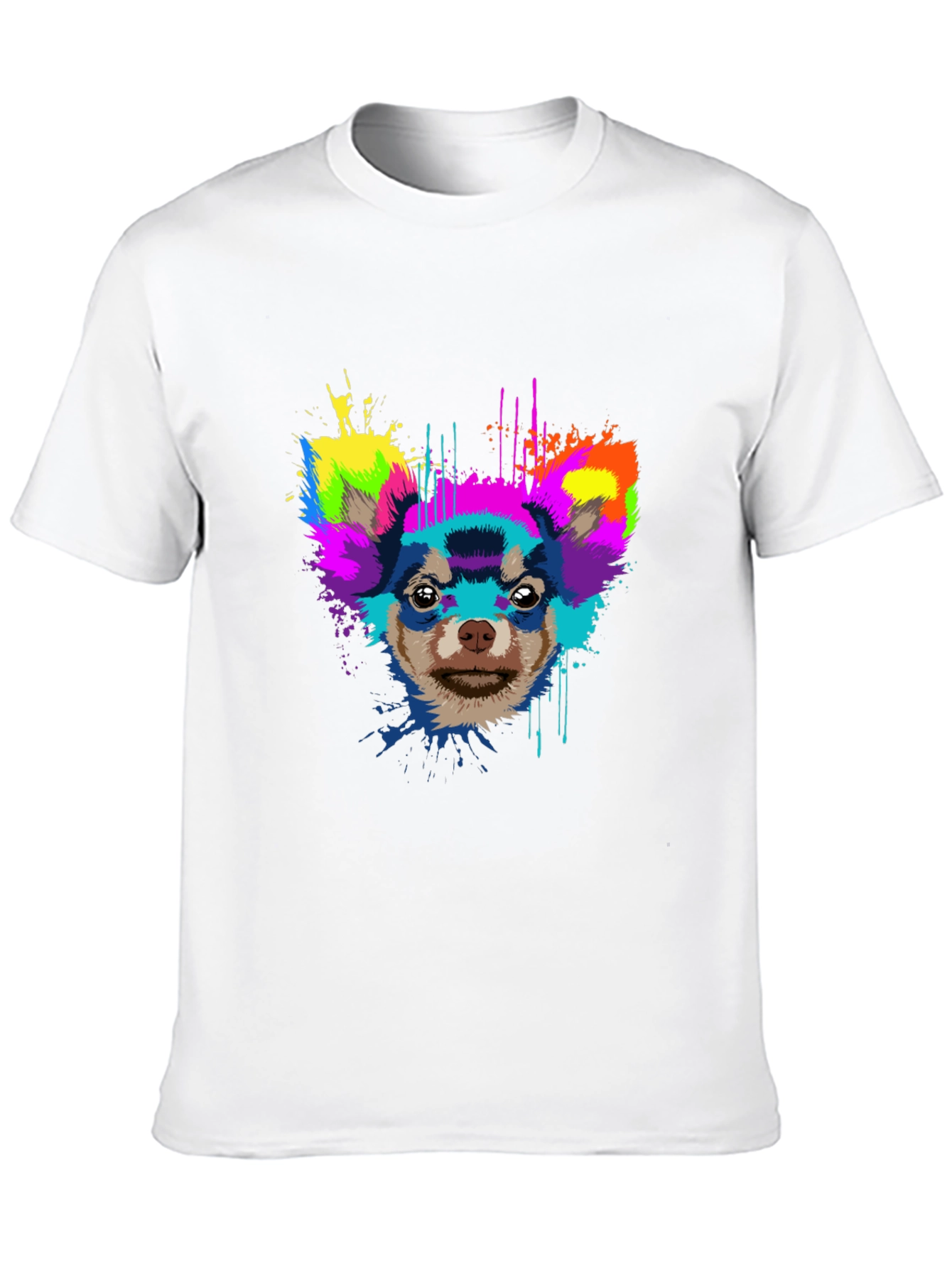 Vibrant Chihuahua Graphic Tee - Mens Black T-Shirt