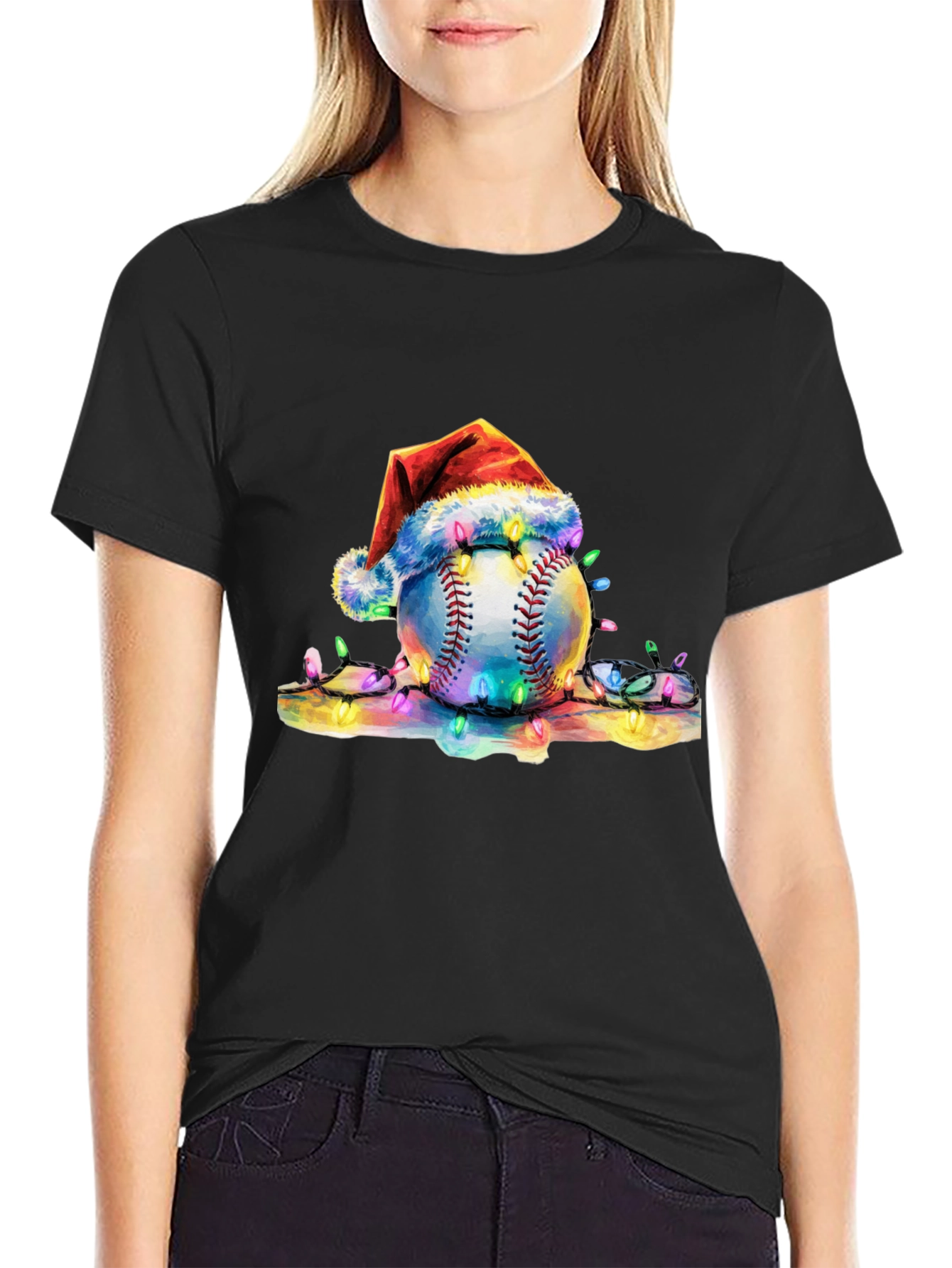 Festive Baseball Santa Hat T-Shirt