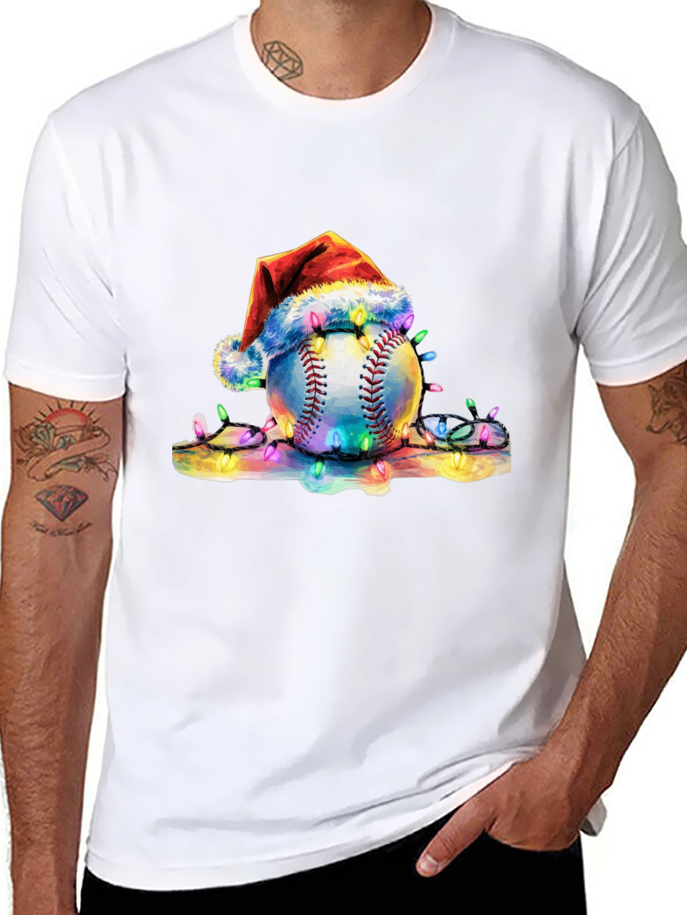 Festive Baseball Santa Hat T-Shirt