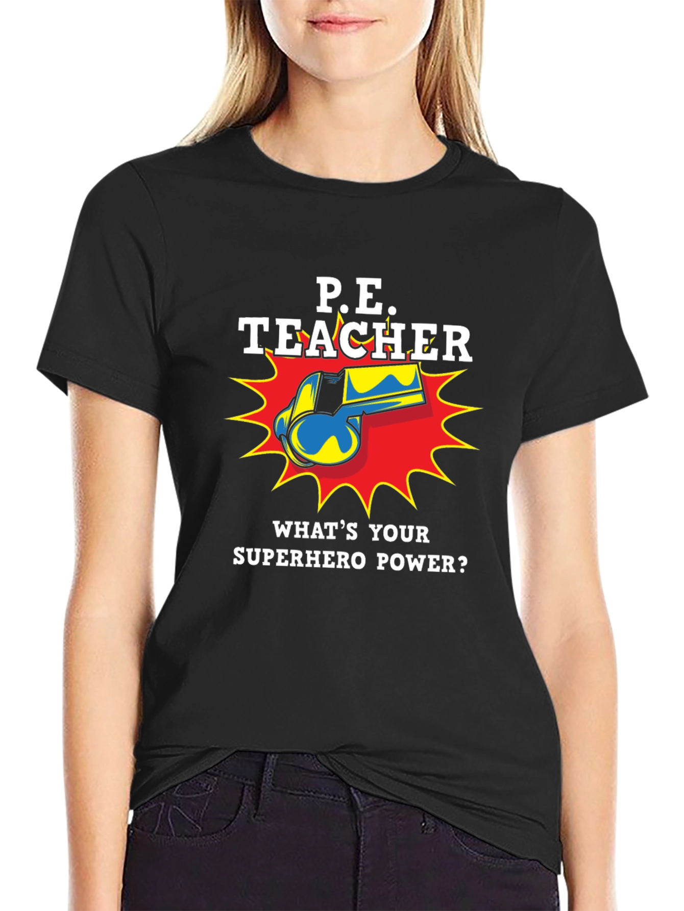 P.E. Teacher Superhero Graphic T-Shirt