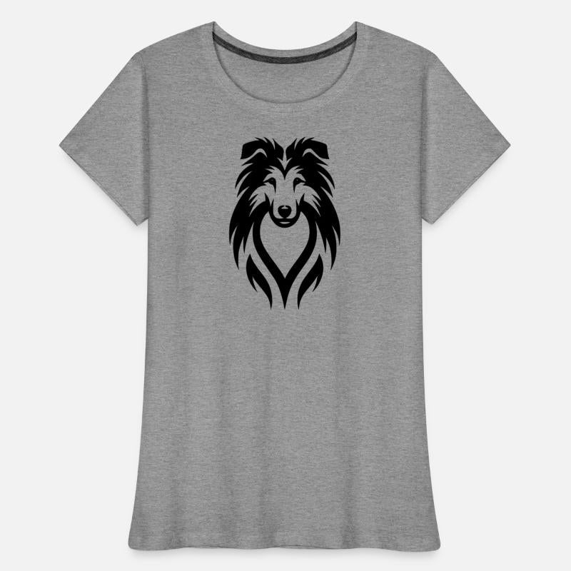 Dog Portrait Longhaired Dog In Tribal Style