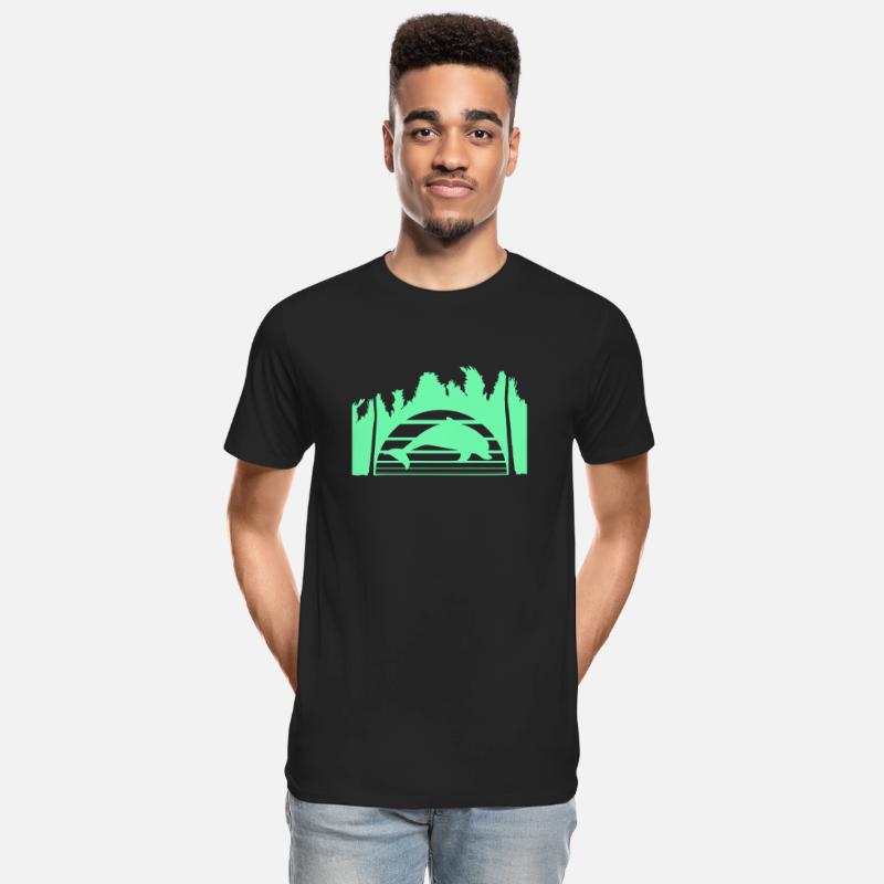 Dolphin Jumping Lines Sun Palm Cool Fun Silhouette