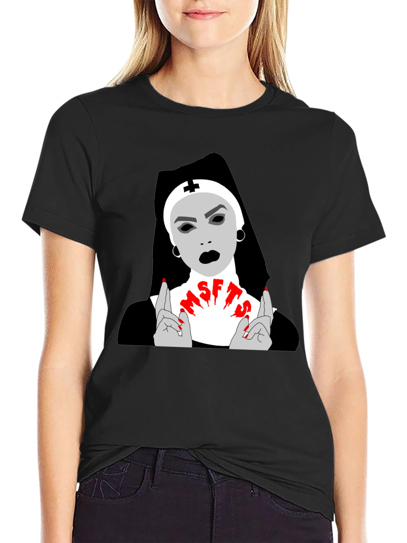 Nun With Attitude Graphic T-Shirt