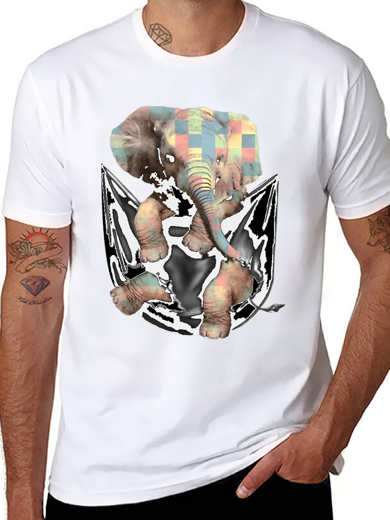 Elephant in Pocket Graphic T-Shirt