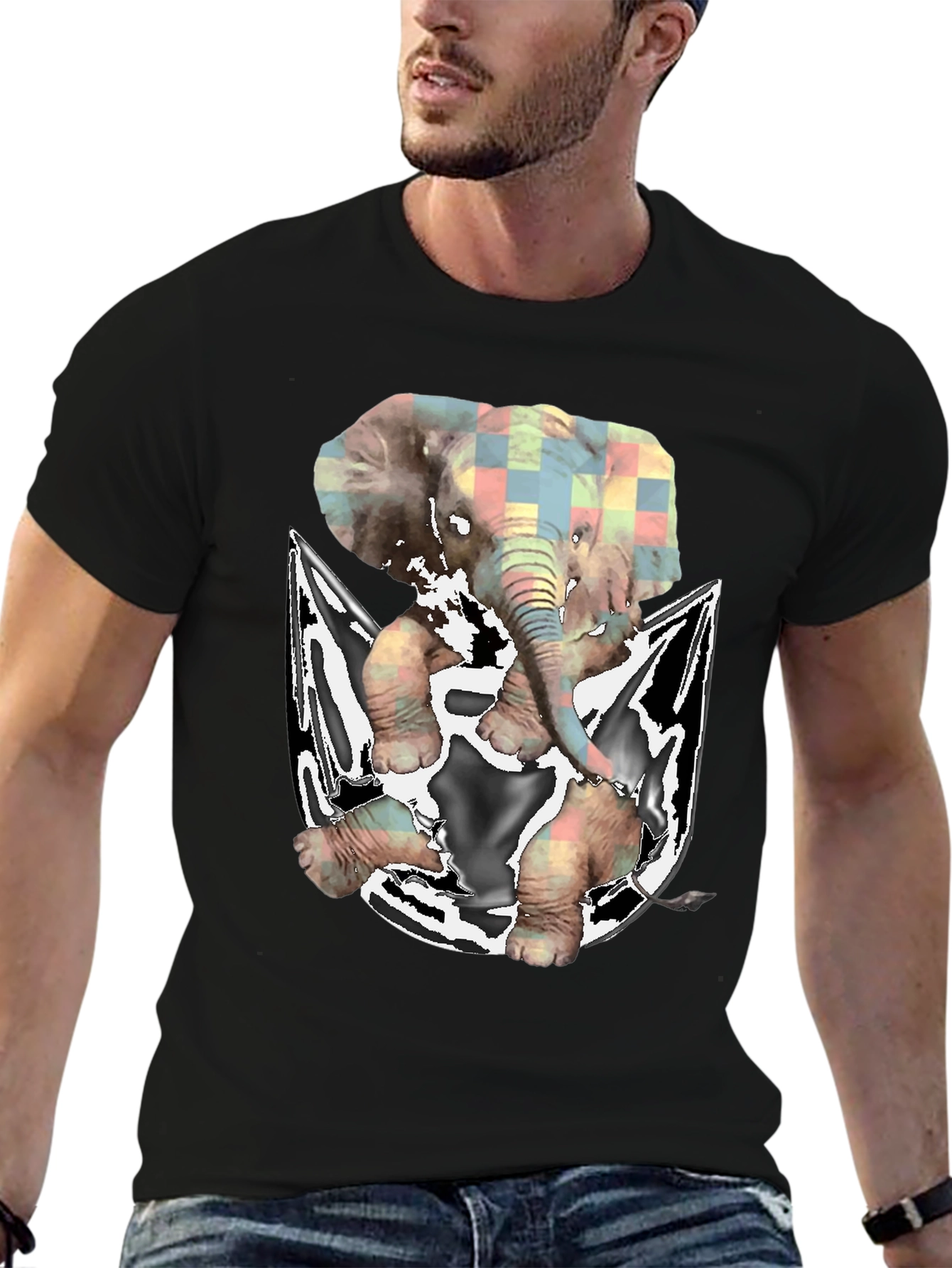 Elephant in Pocket Graphic T-Shirt