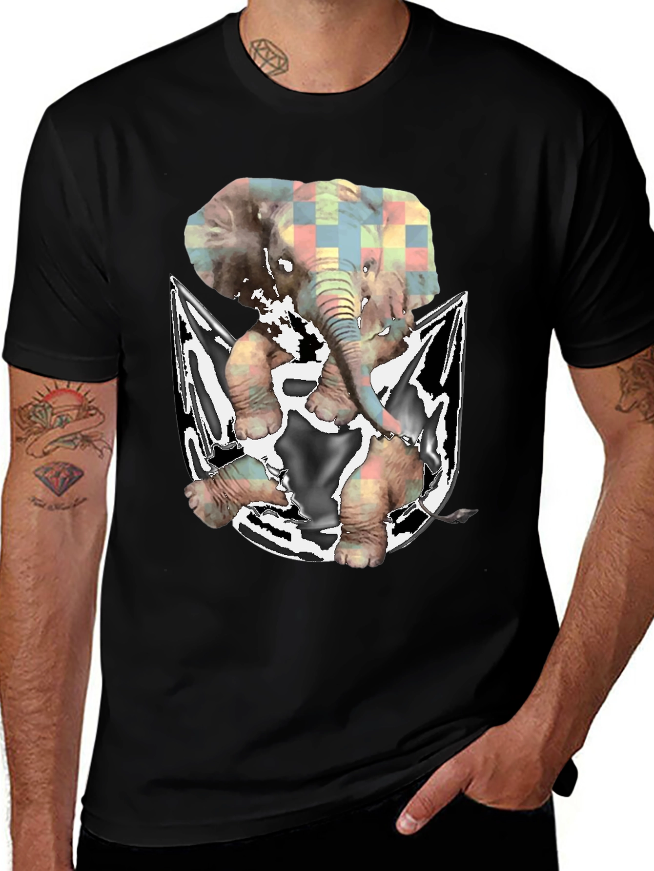 Elephant in Pocket Graphic T-Shirt