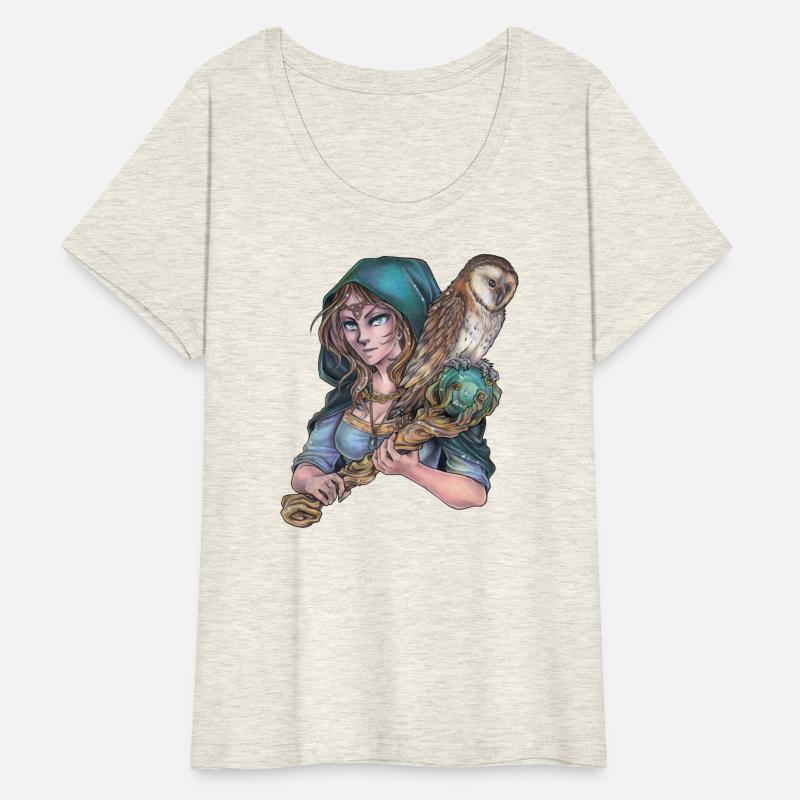 Druid Celtic Womon with barn Owl - Fantasy Design