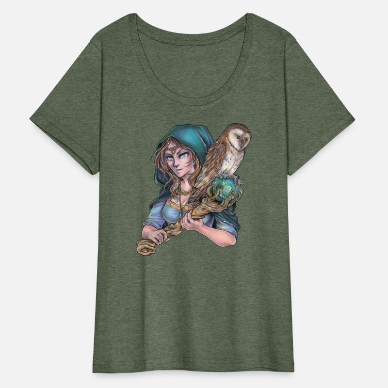 Druid Celtic Womon with barn Owl - Fantasy Design