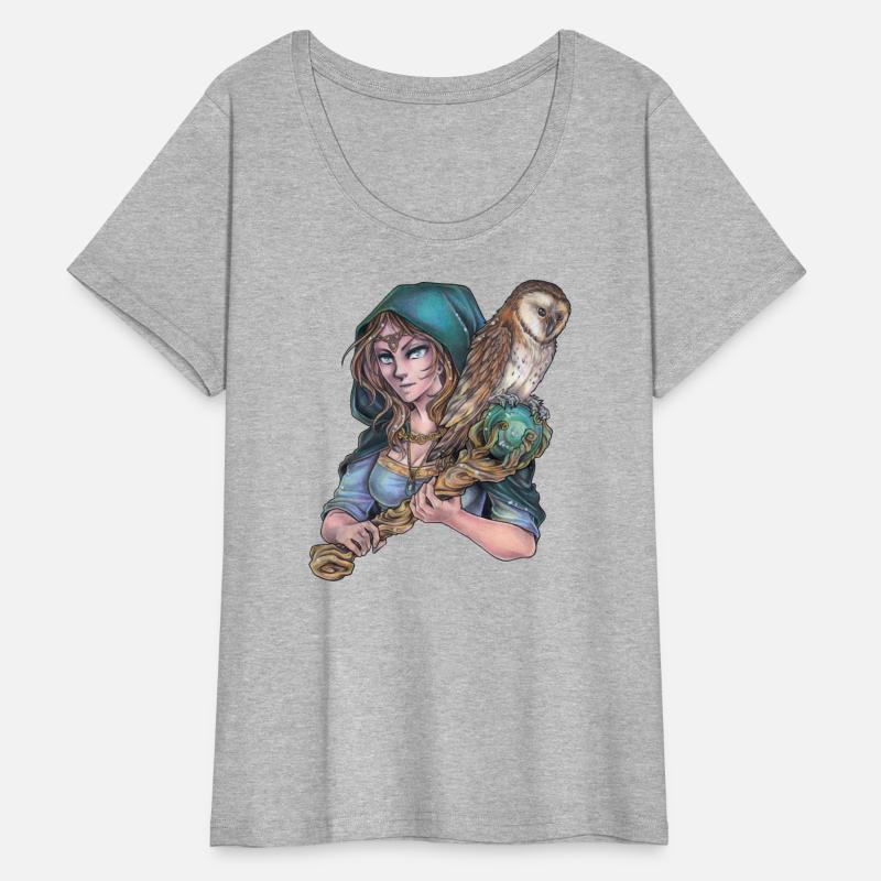 Druid Celtic Womon with barn Owl - Fantasy Design