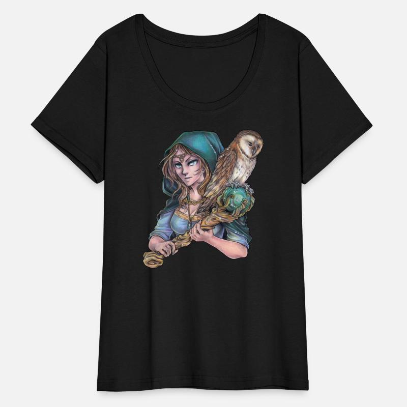 Druid Celtic Womon with barn Owl - Fantasy Design
