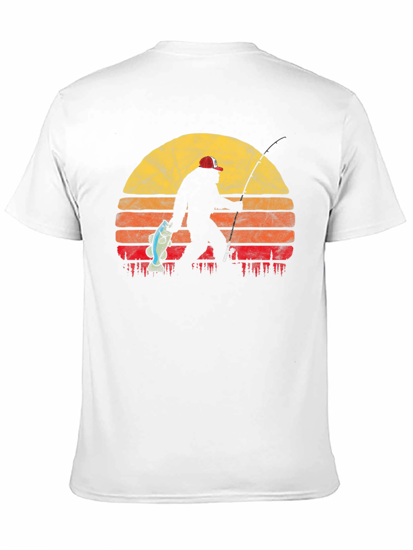 Bigfoot Fishing Sunset T-Shirt - Black