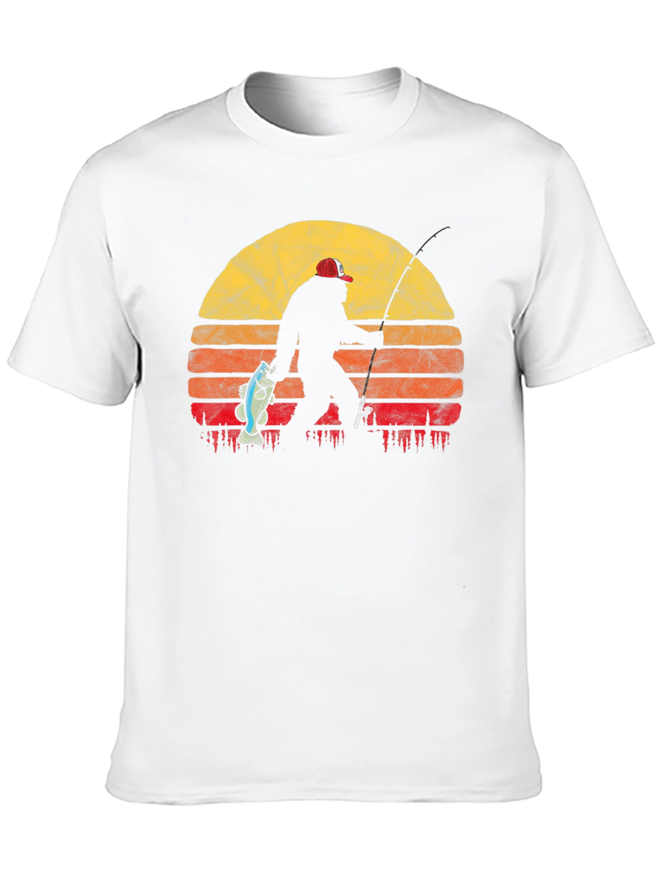 Bigfoot Fishing Sunset T-Shirt - Black