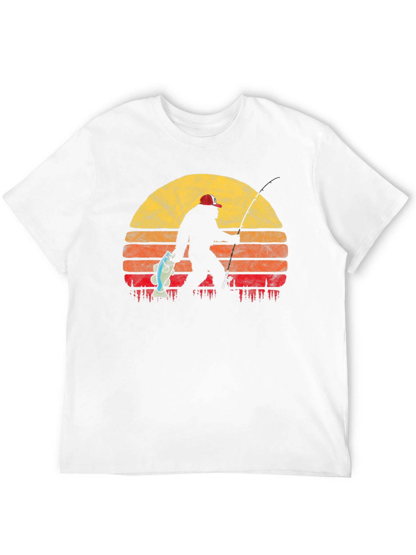 Bigfoot Fishing Sunset T-Shirt - Black
