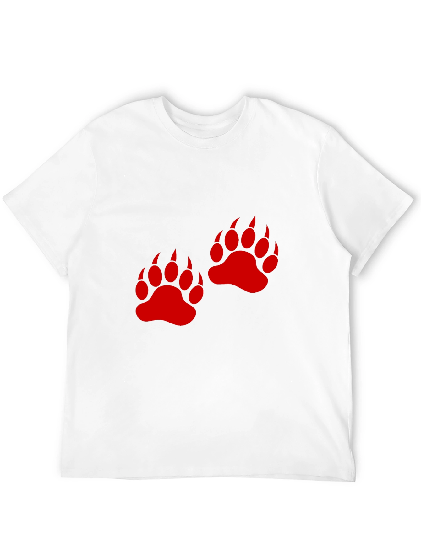 Bear Paw Print Graphic Tee - Casual Black T-Shirt