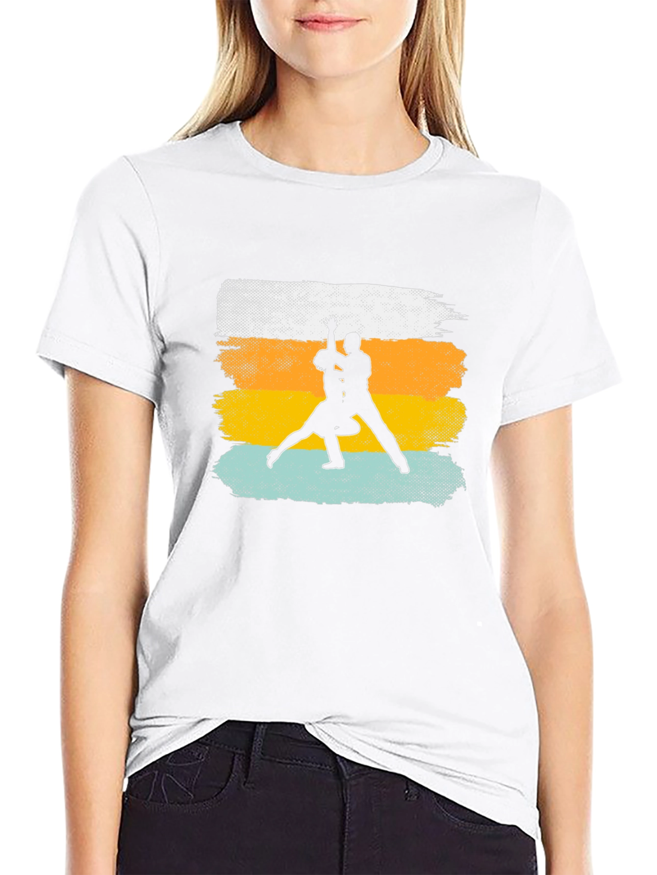 Dance Silhouette Graphic Tee - Retro Style