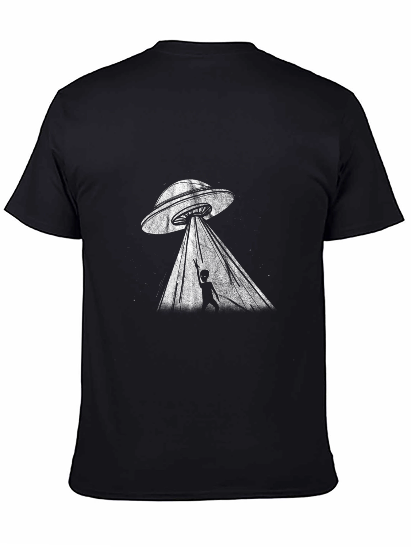 UFO Abduction Graphic T-Shirt - Black Cotton Tee