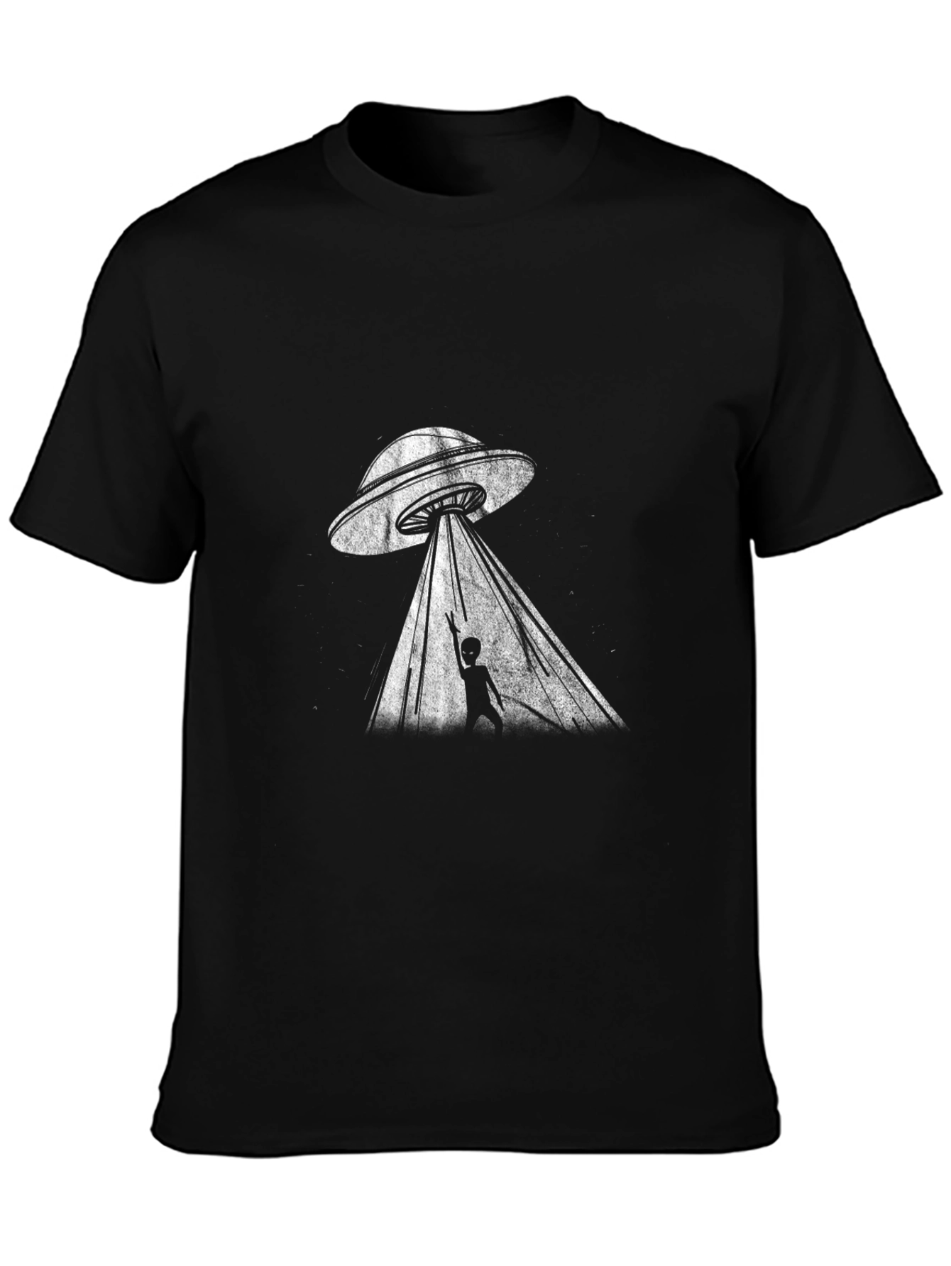 UFO Abduction Graphic T-Shirt - Black Cotton Tee