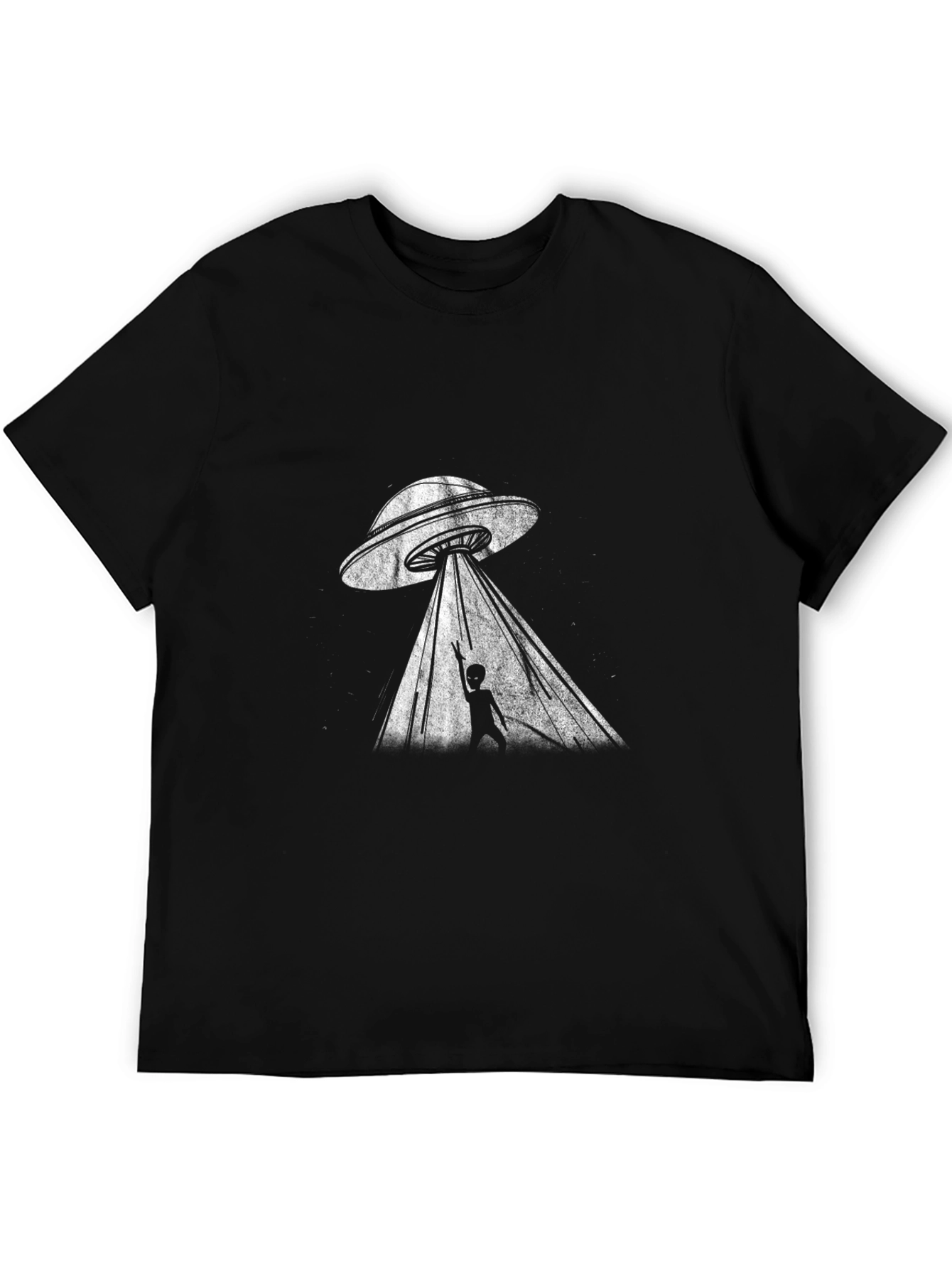UFO Abduction Graphic T-Shirt - Black Cotton Tee