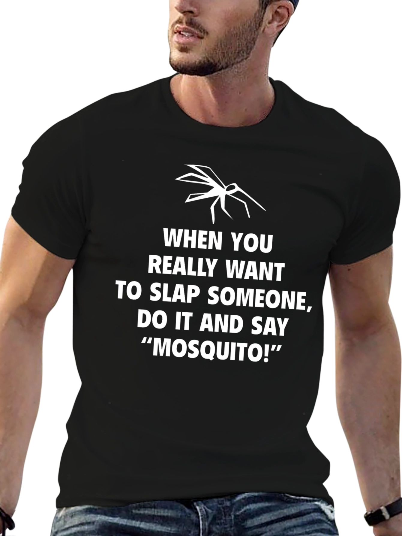 Funny Mosquito Slap T-Shirt - Black