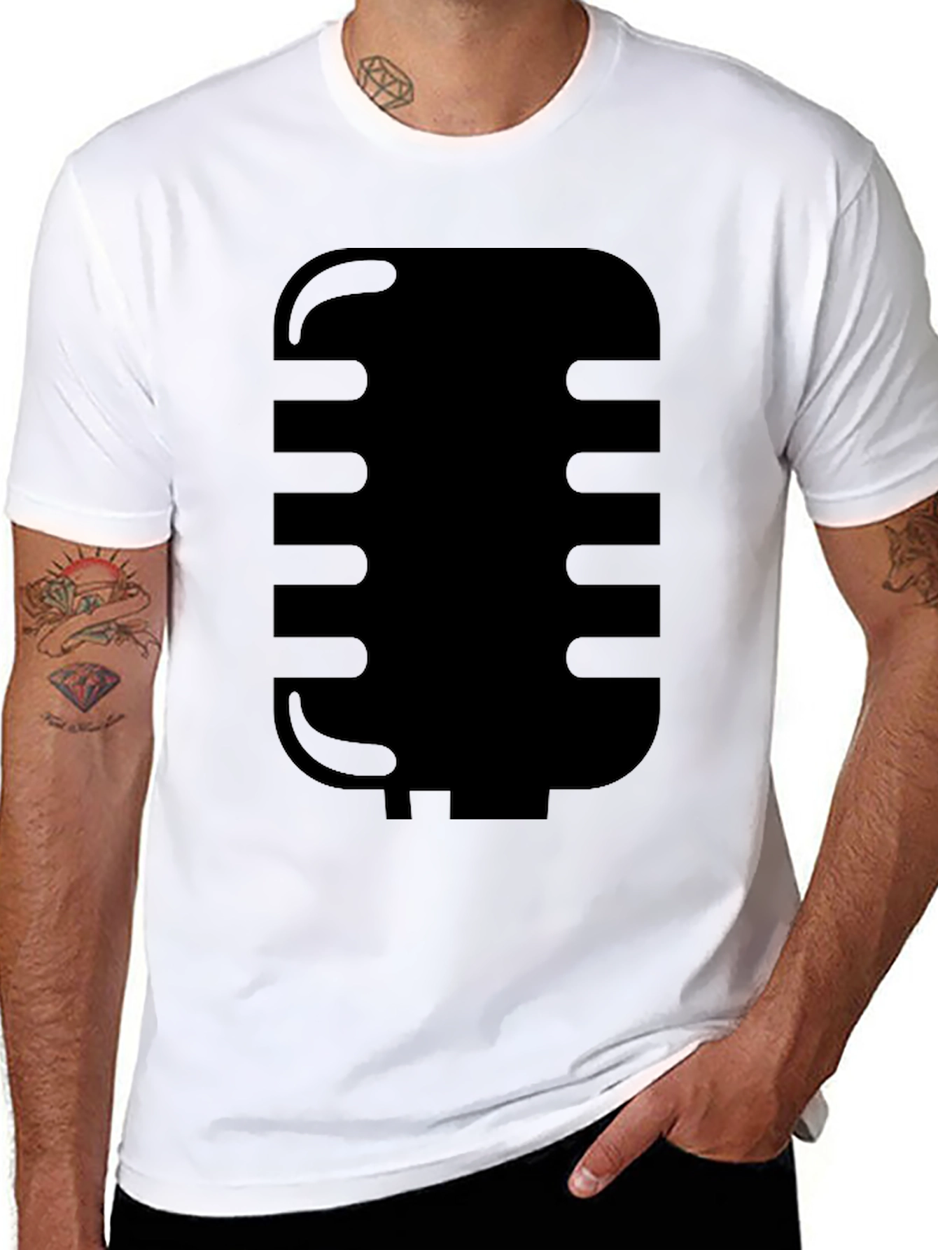 Retro Microphone Graphic Tee - Classic Style
