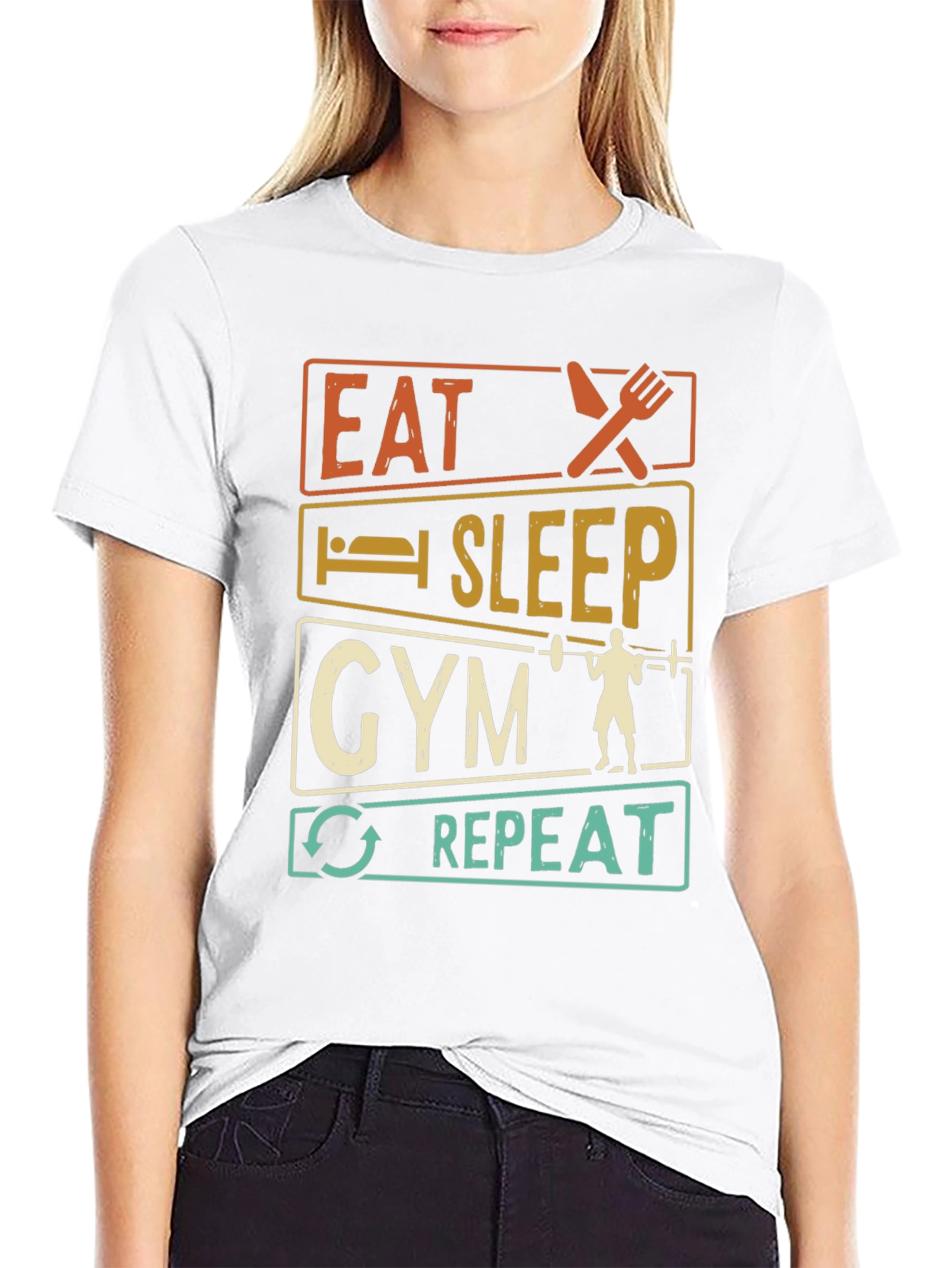 Eat Sleep Gym Repeat Graphic T-Shirt
