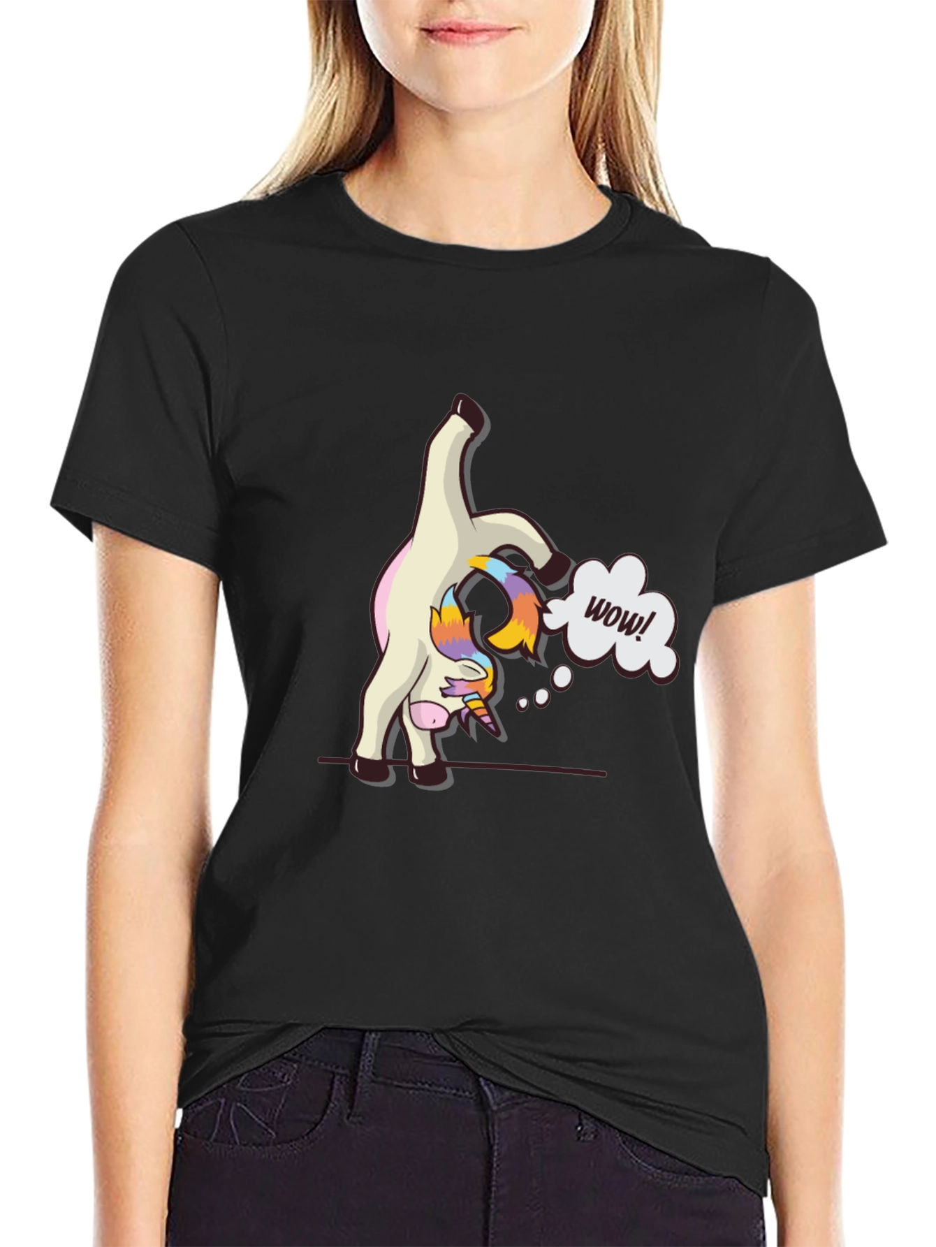 Unicorn Wow! Black Graphic Tee