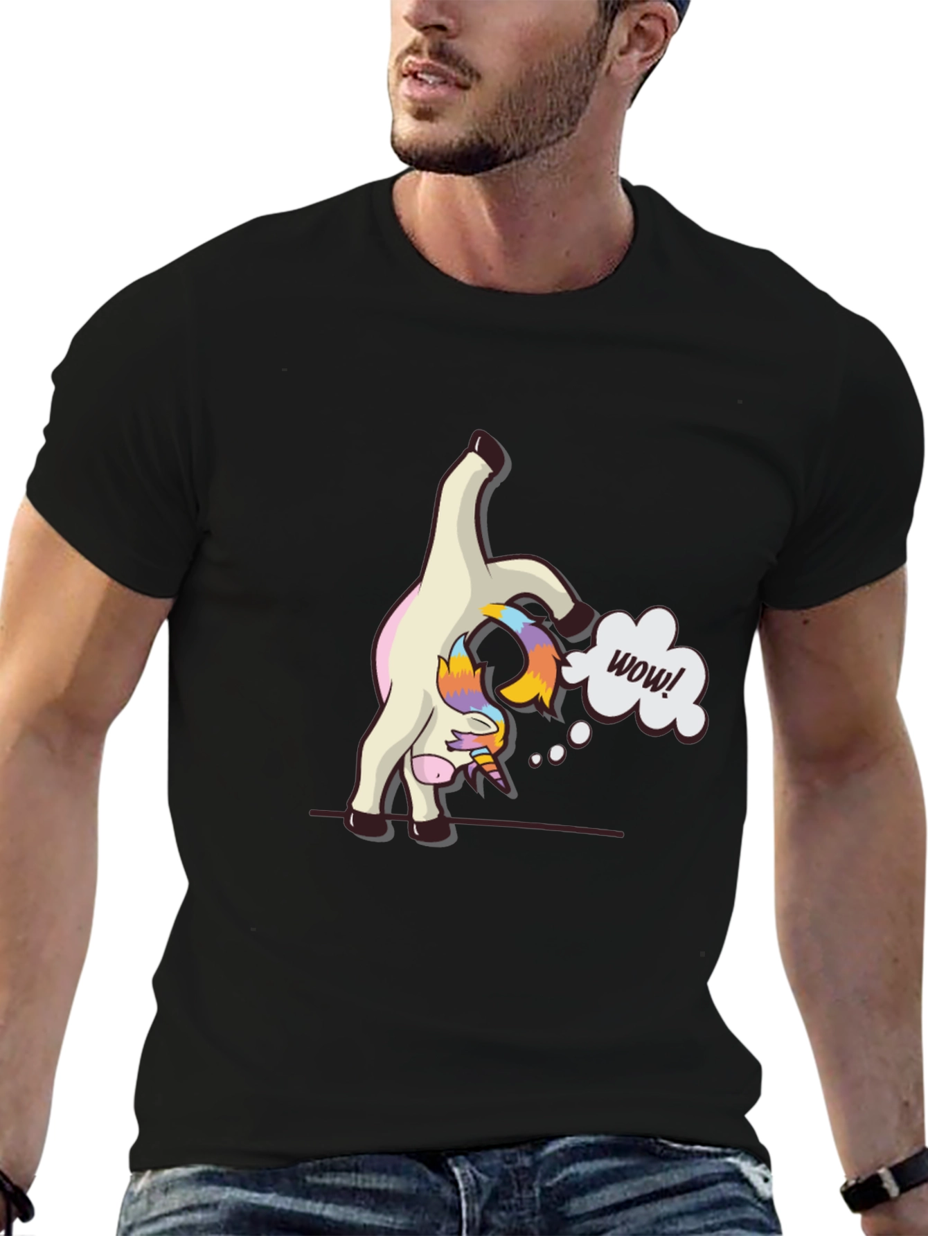Unicorn Wow! Black Graphic Tee