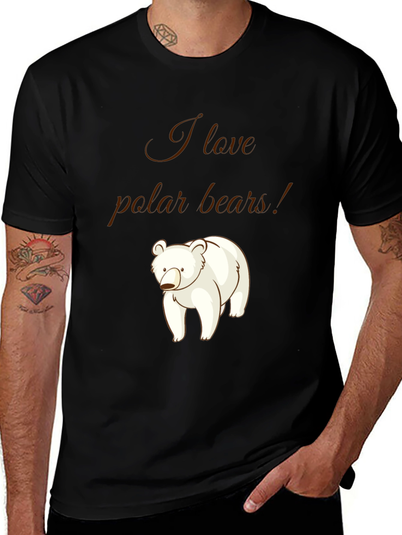 I Love Polar Bears Graphic T-Shirt - Black