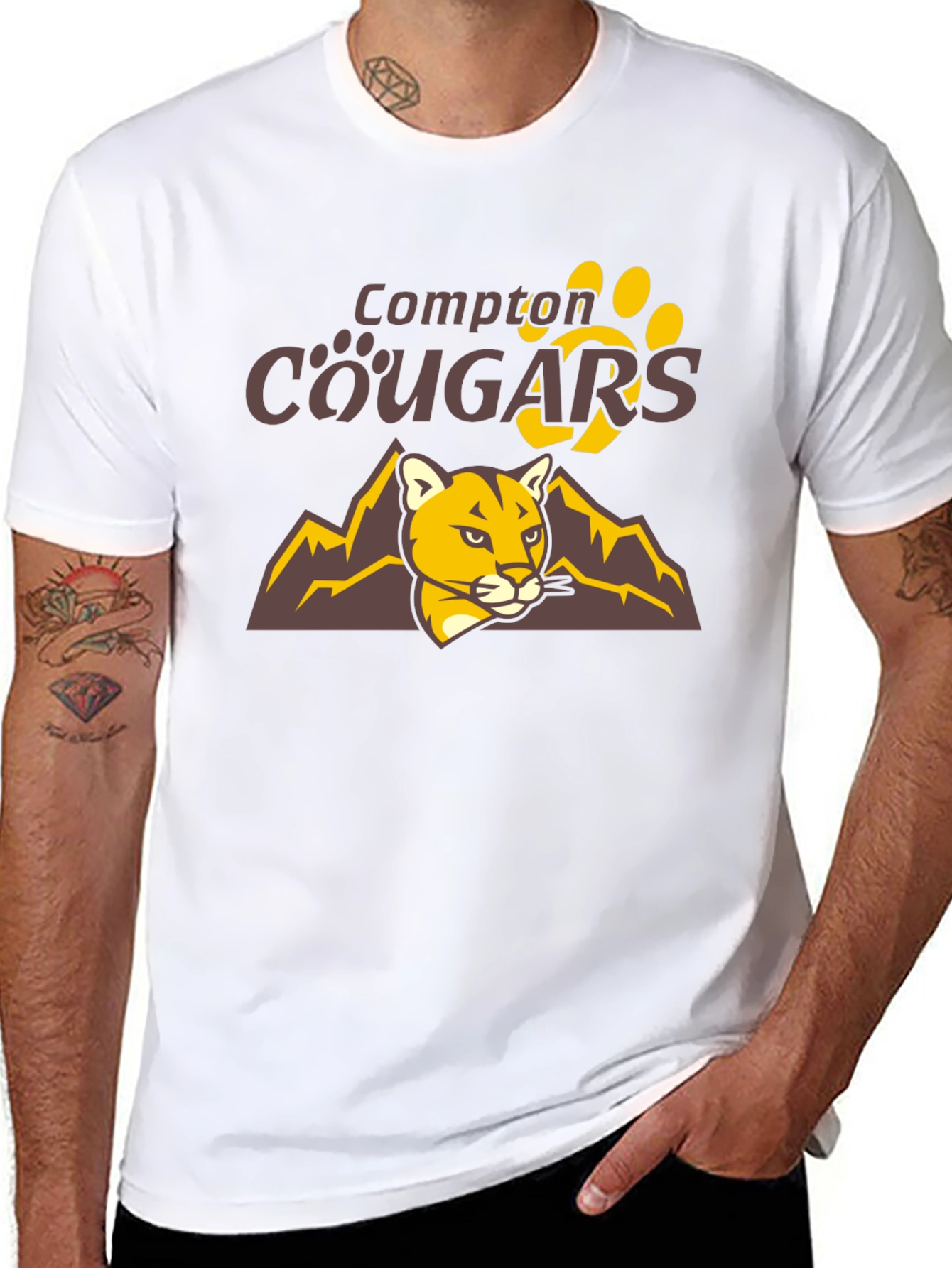 Compton Cougars Graphic T-Shirt - Black