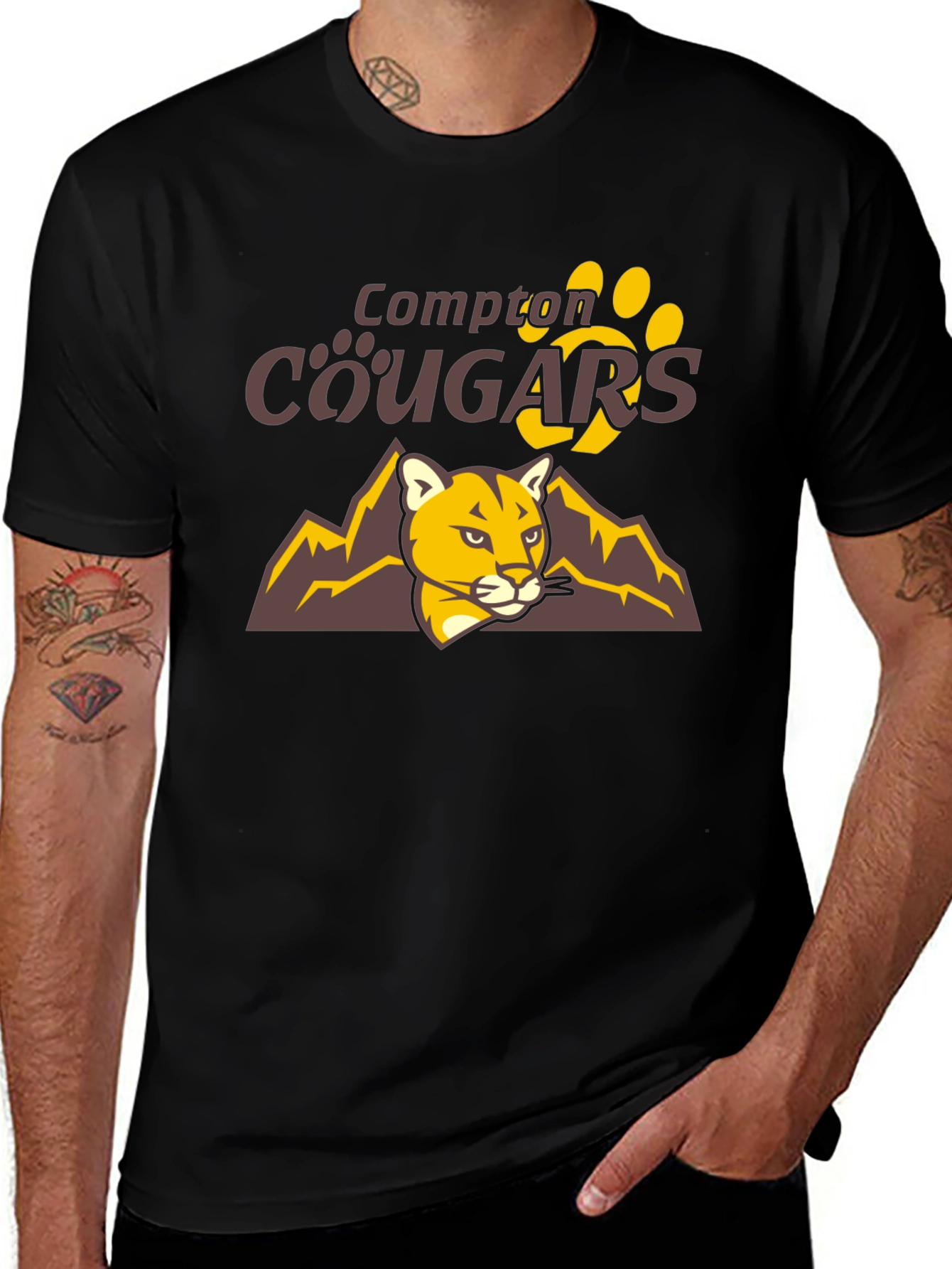 Compton Cougars Graphic T-Shirt - Black
