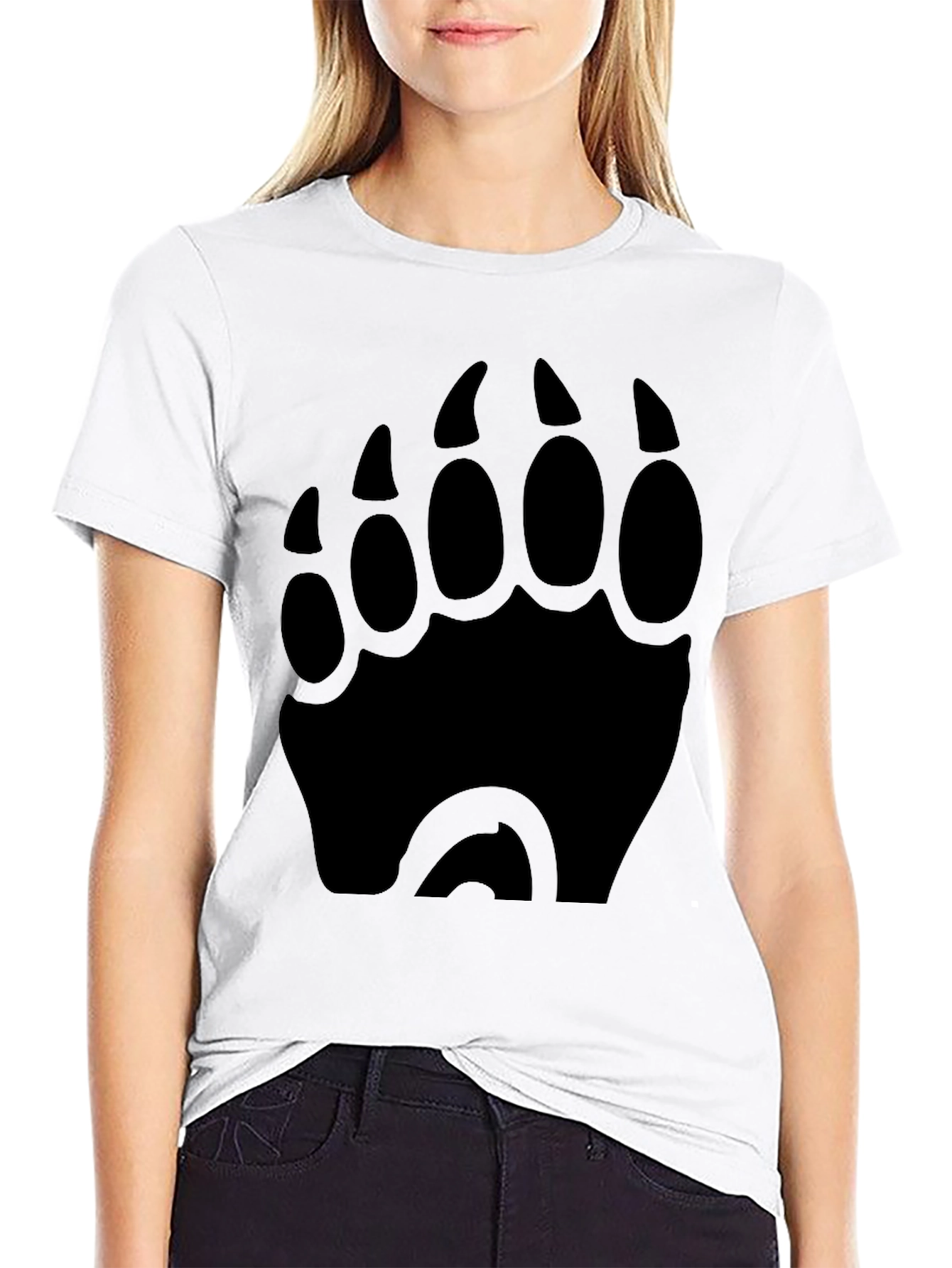 Bear Paw Print Graphic Tee - Black T-Shirt