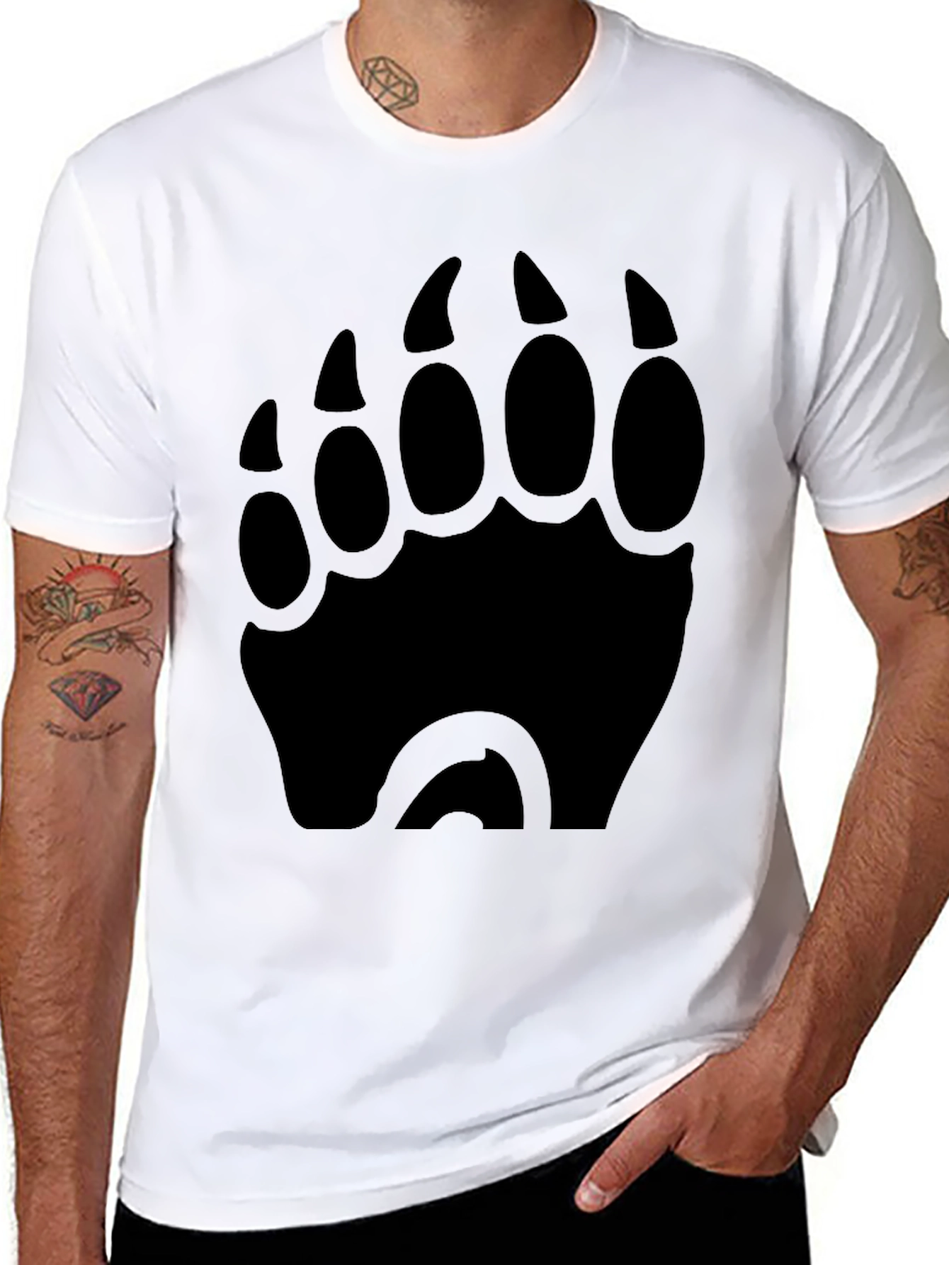 Bear Paw Print Graphic Tee - Black T-Shirt
