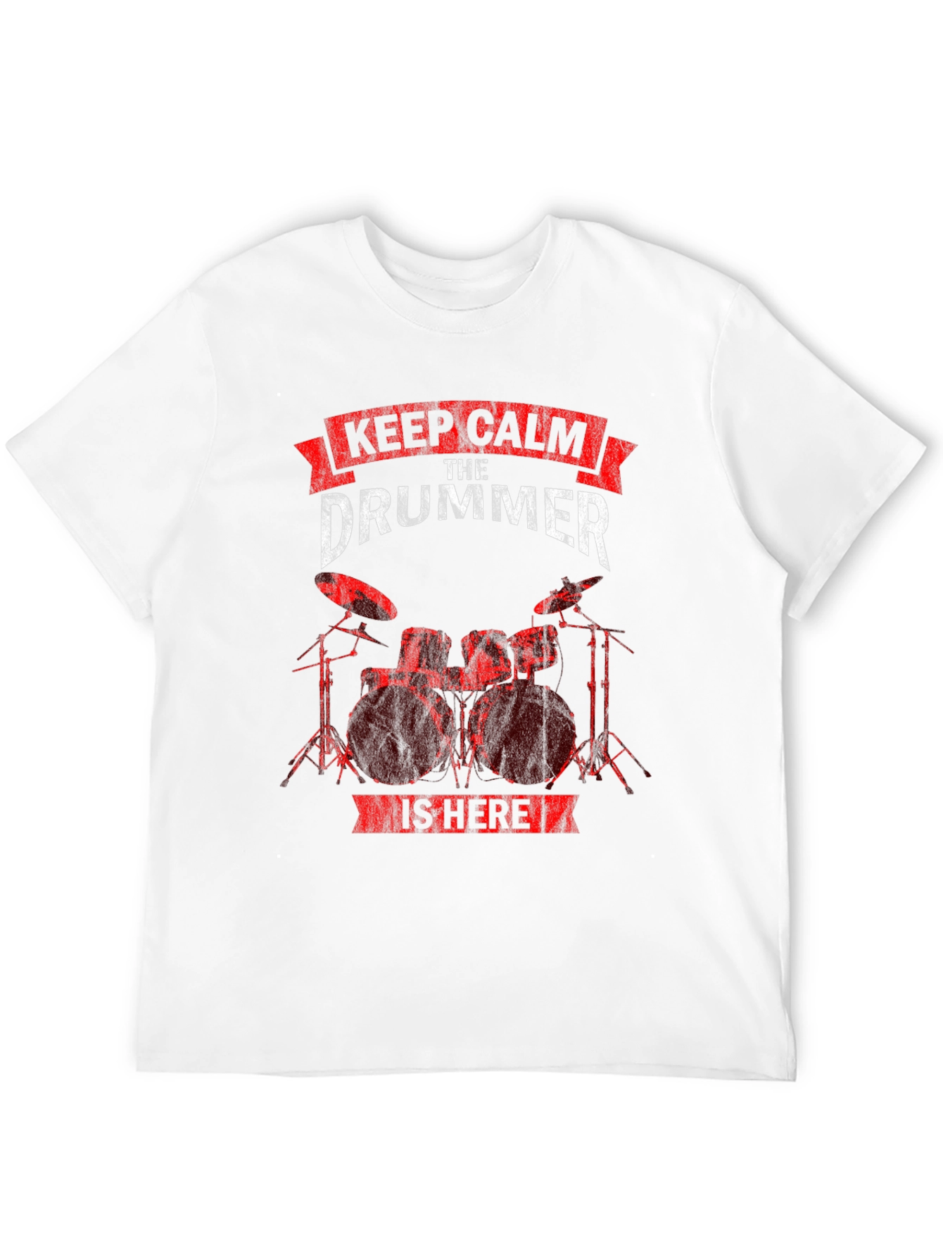 Keep Calm The Drummer Is Here Black T-Shirt