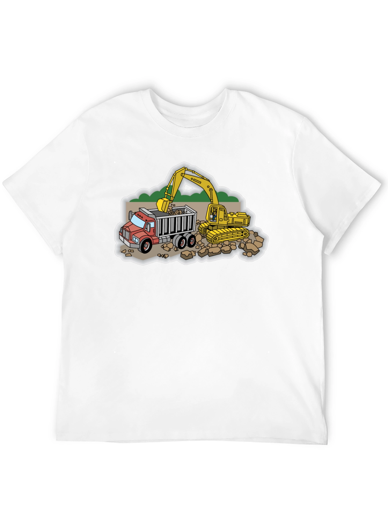 Construction Truck and Excavator Black T-Shirt