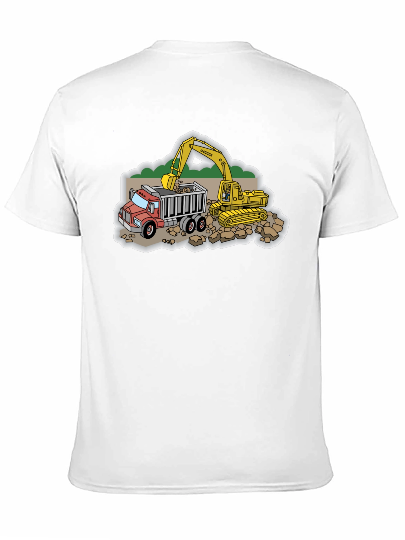 Construction Truck and Excavator Black T-Shirt