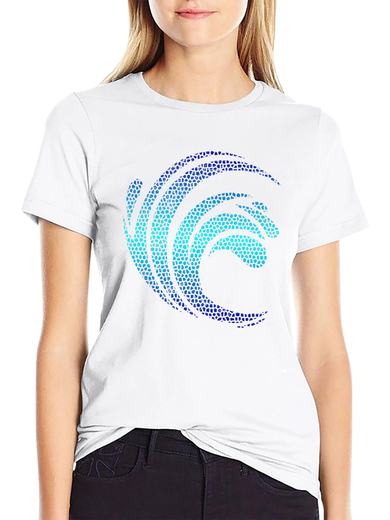 Mosaic Wave Graphic Black T-Shirt
