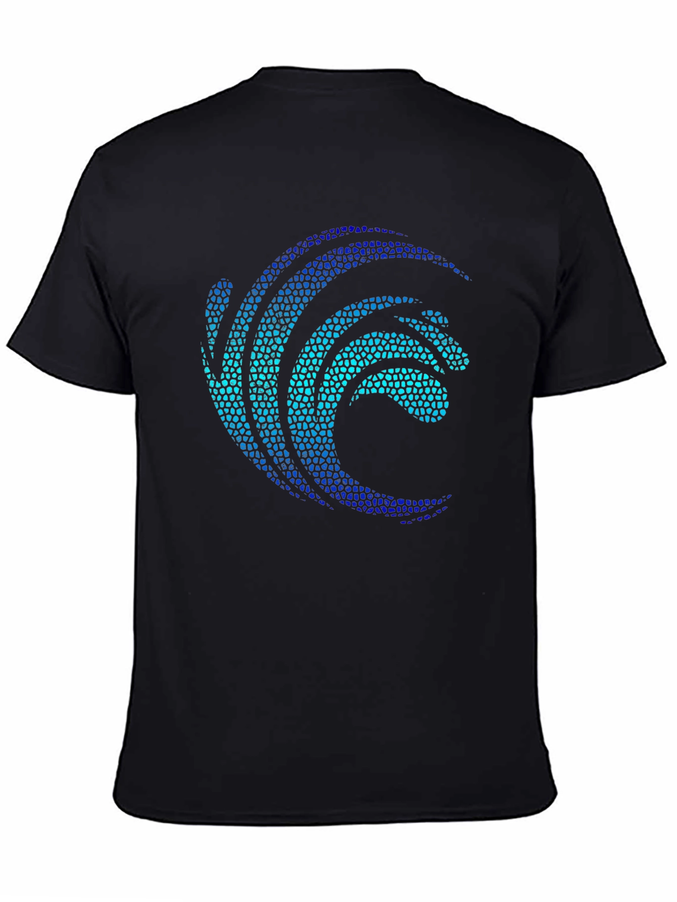 Mosaic Wave Graphic Black T-Shirt
