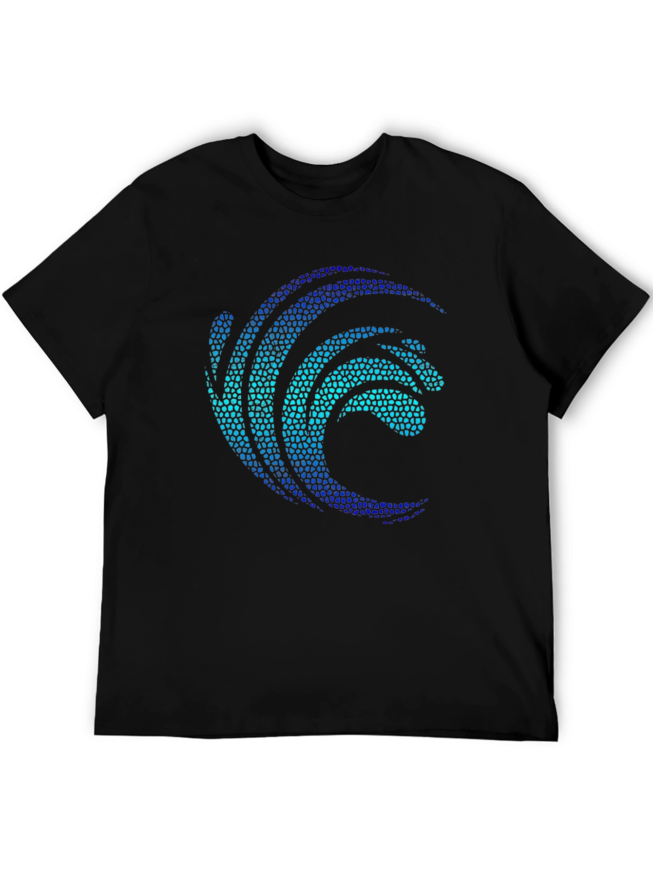 Mosaic Wave Graphic Black T-Shirt