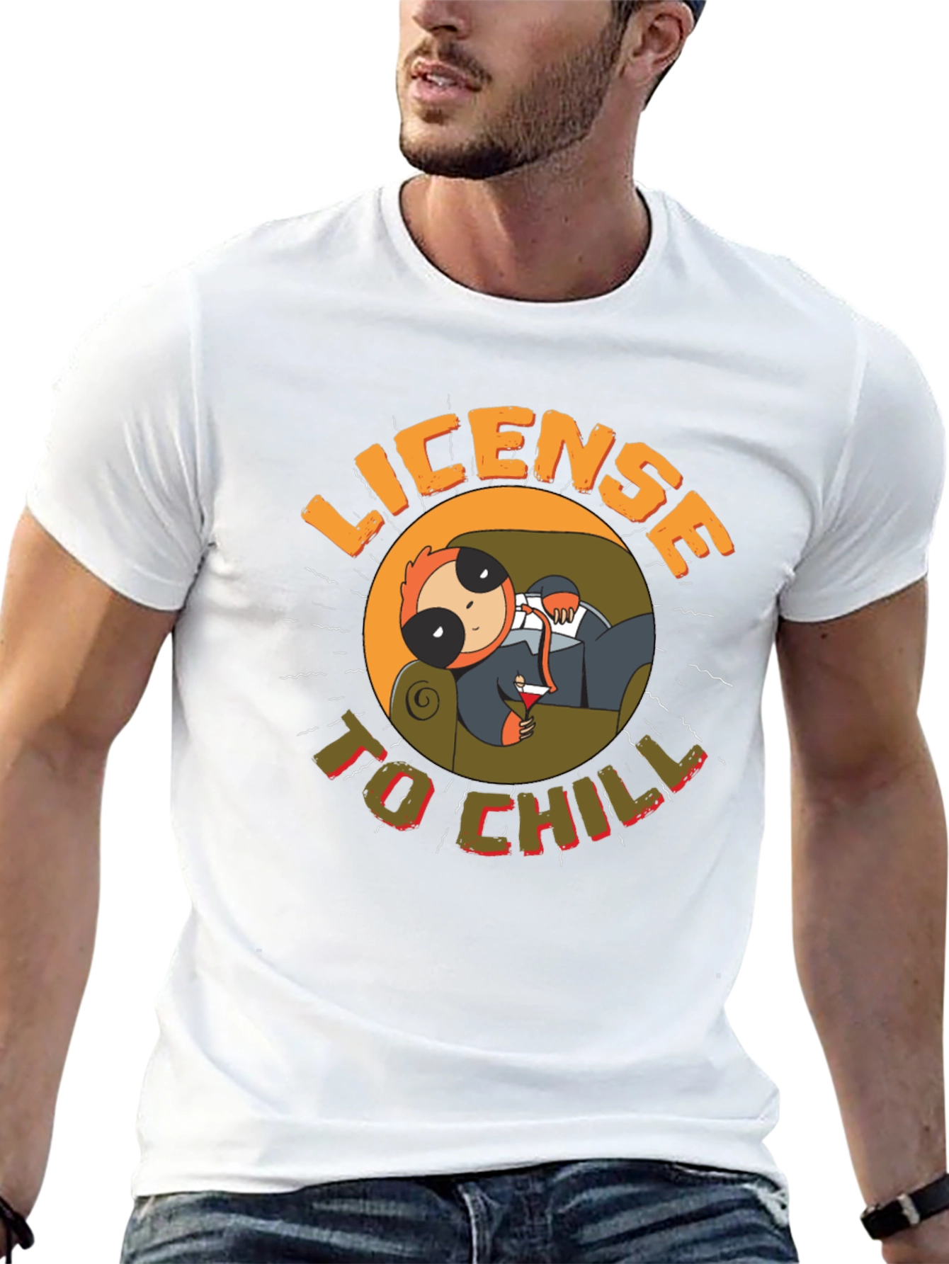 License to Chill Sloth Graphic Tee - Relaxed Style