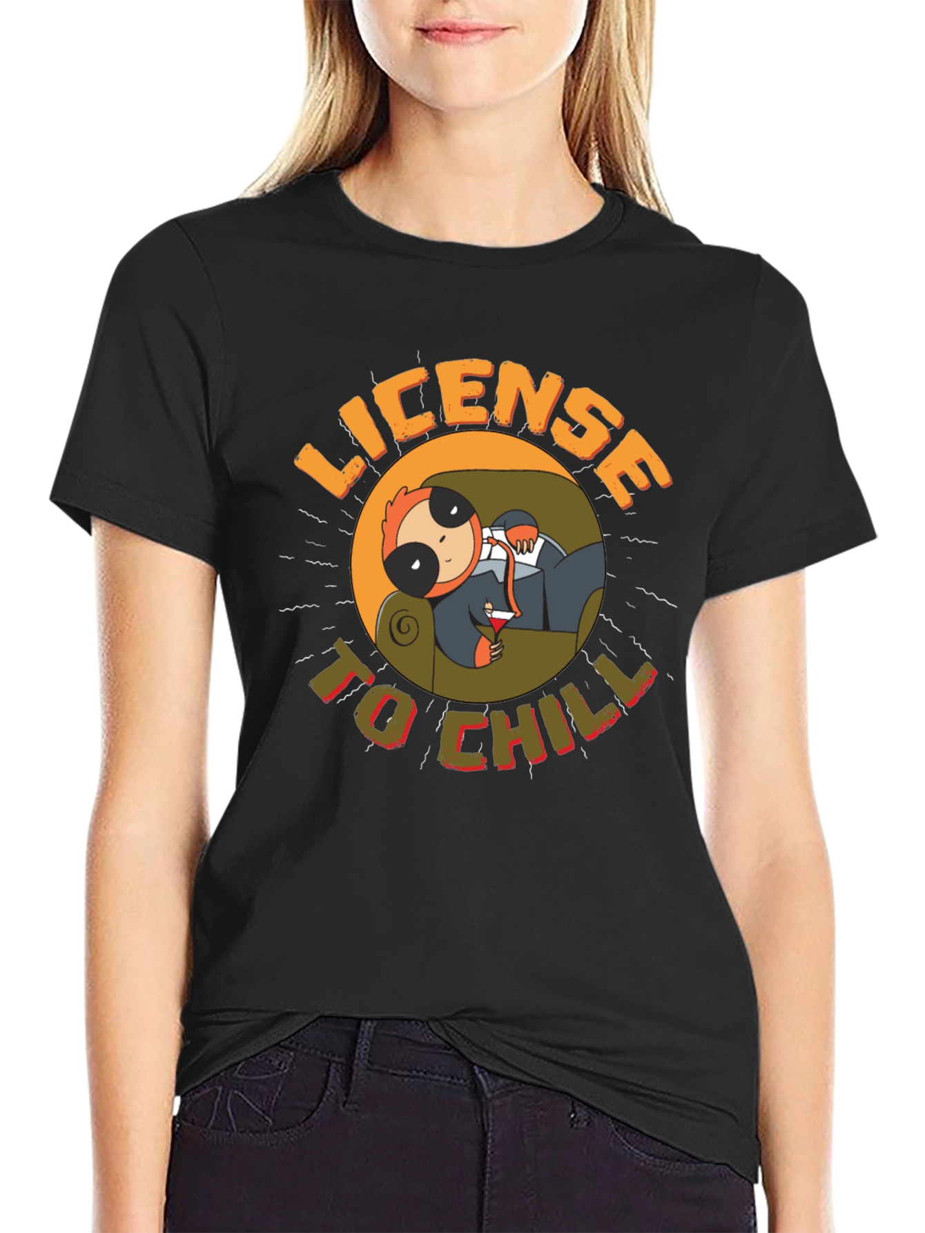 License to Chill Sloth Graphic Tee - Relaxed Style